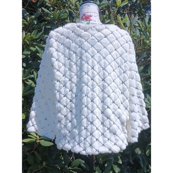 Collection Eighteen Faux Fur Silver Bling White Large Women's Snap Lined Jacket - Picture 2 of 8